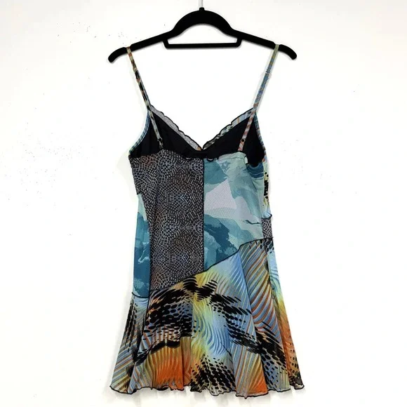 Forever 21 Patchwork Pattern Mini Party Dress, Sz Medium, Lightweight Colorful - Picture 7 of 12